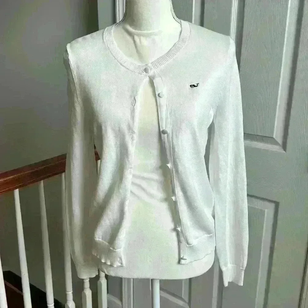 Vineyard Vines Button Down Front Crew Neck Cardigan 100% Cotton Women Size XS - Picture 2 of 10